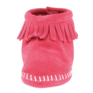 Minnetonka-Velcro-Back-Flap-Bootie-(Infant-Toddler)-pink-front