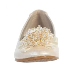 Flats with Crystal Bead Bow ivory front