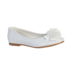 Flats with Crystal Bead Bow white