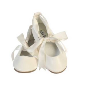 Ballerina Ribbon Tie Rubber Shoes Cinderella Flats Toddler Party white